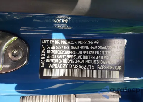 2021 Porsche Taycan Turbo/Turbo S z USA, uszkodzony, nr VIN WP0AC2Y1XMSA62216